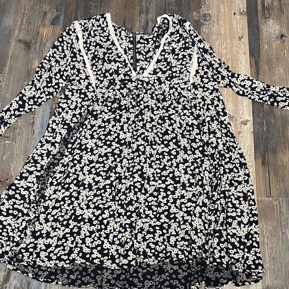 Free People Floral Black and White Dress